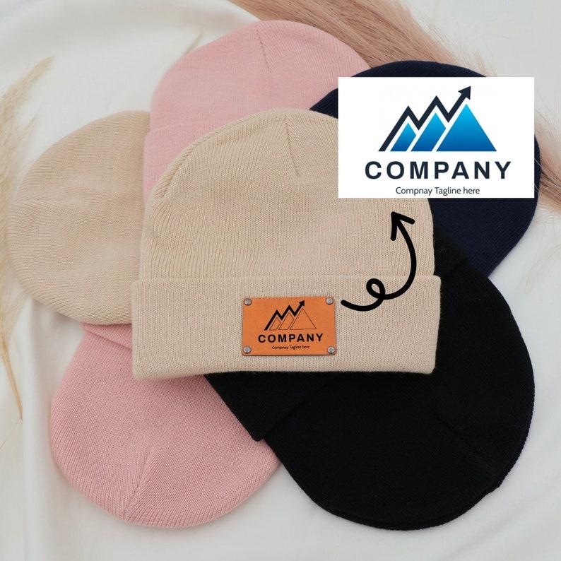 Custom Brand Logo Leather Patch Beanies Custom Business Logo Beanie Hats with Custom Logo Company Logo Gift	 For Teams