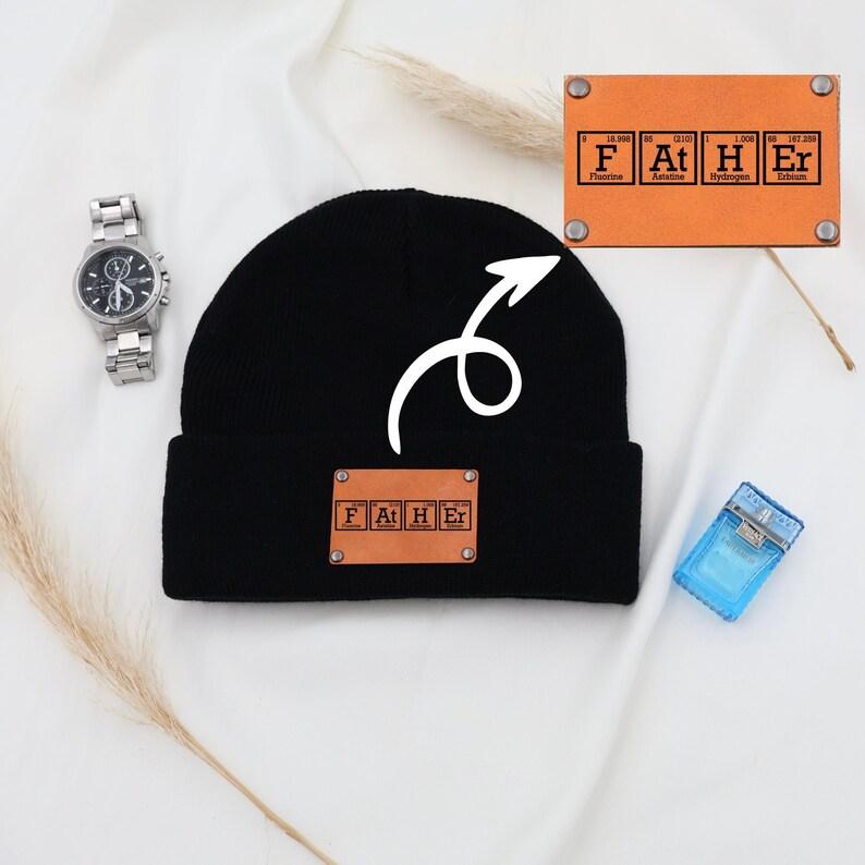 Father Chemical Elements Father's Day Gift Beanie Leather Patch on Winter Hat Funny Gift for Dad	 Baby Gift