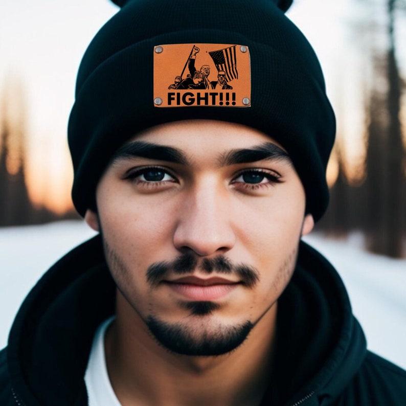 Trump Assassination Photo Beanie, Trump Campaign Beanie, Trump 2024 Beanie, Support Trump Beanie, Republican Gift