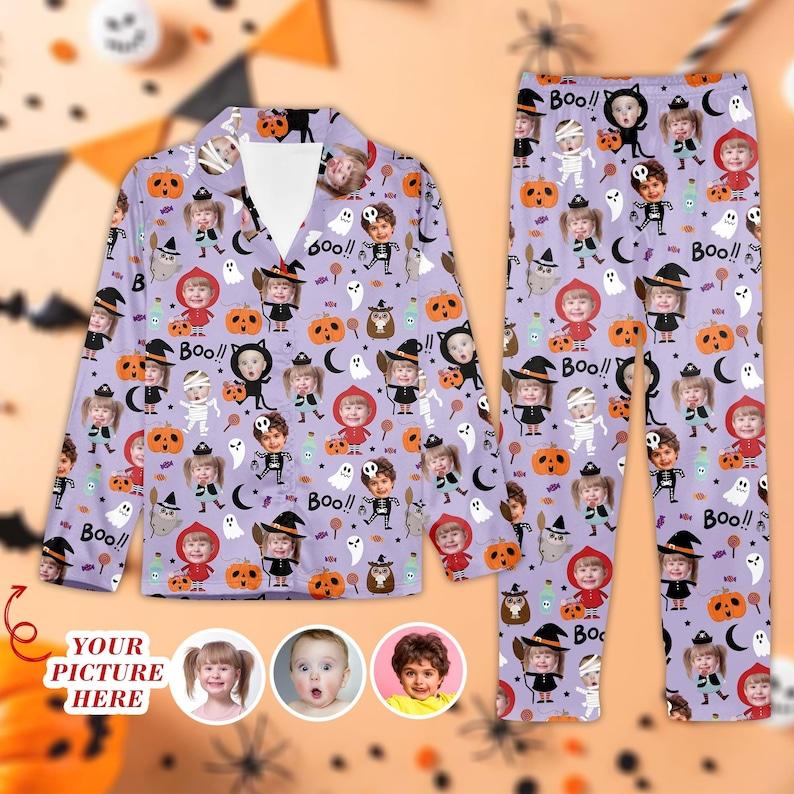 Custom Face Photo Family Halloween Pajamas, Halloween Pajamas Set, Ghost Spooky Pajamas - MyFaceTshirt