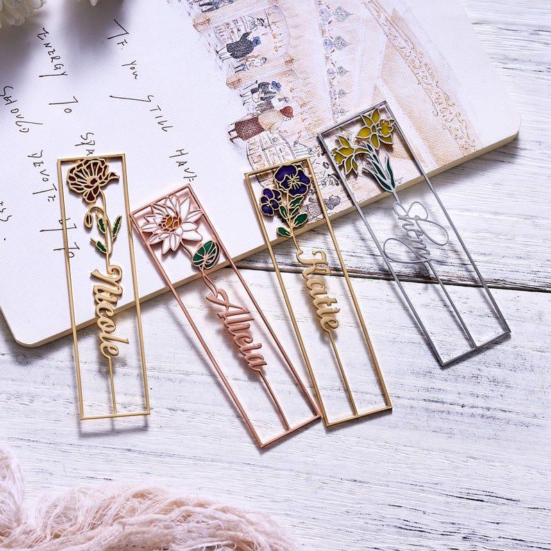 Colorful Birthday Flower Bookmark, Custom Name Bookmark, Personalized Name Bookmark, Cutting 3D Names, Women Birthday Commemorative Gifts - MyFaceTshirt