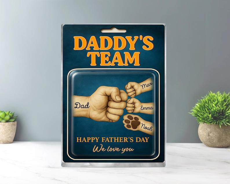 Custom Fathers Day Gift for Dad, Daddy Team Fist Bump Custom Figure Acrylic Block Plaque Gift for Husband, Dad Birthday Gift, New Dad Gifts