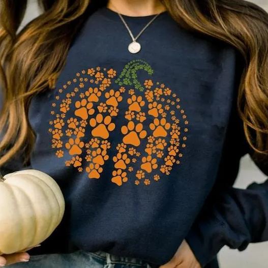 paw pumpkin shirt, paw print shirt, pumpkin dog shirt, dog halloween shirt,retro pumpkin, Halloween Shirt, Halloween Sweatshirt,Thanksgiving