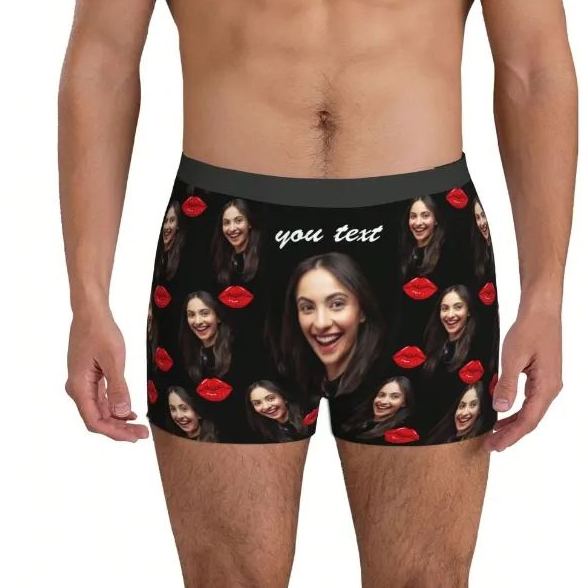 Customized Men's Underwear, Personalized Photo Printed Boxer Briefs With Wife's Portrait, Funny Gift For Husband Or Boyfriend Trendy,Adorable,Contracted,Funny,Cozy Custom,Personalized,Unique,Customized Treasure Finds,Winter Fashion,Christmas Gift,Personal