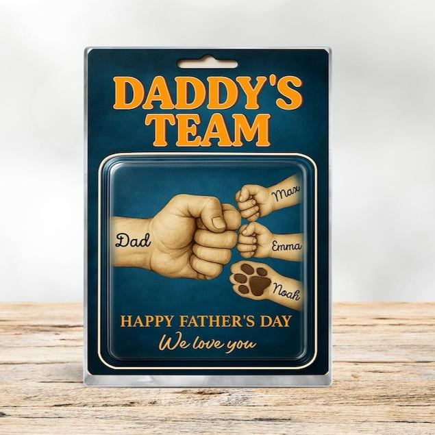Custom Fathers Day Gift for Dad, Daddy Team Fist Bump Custom Figure Acrylic Block Plaque Gift for Husband, Dad Birthday Gift, New Dad Gifts