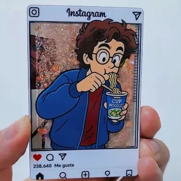 Custom Cartoon Photo Glitter Acrylic Fridge Magnet Instagram Style Personalized Gift