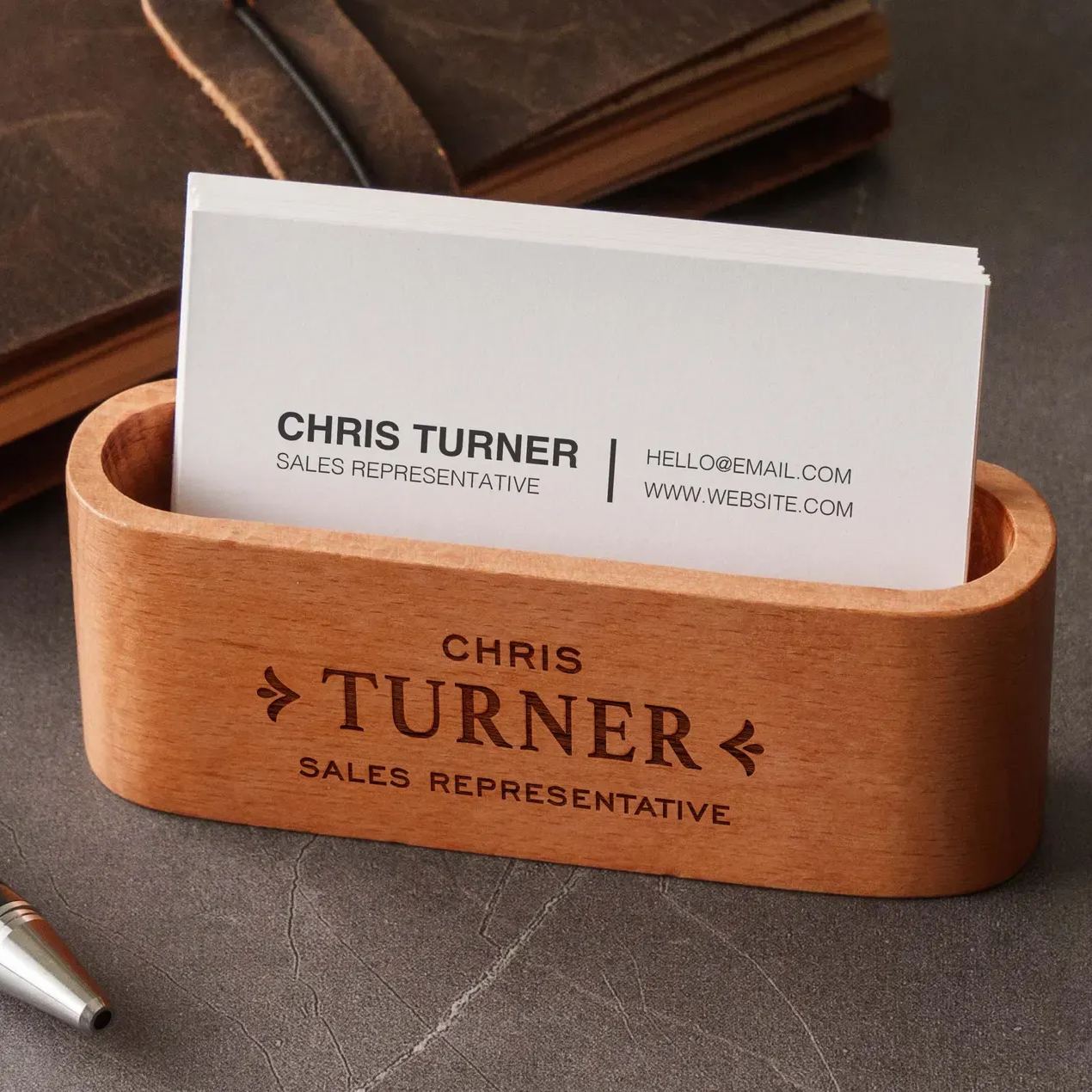 Personalized Gift for Him, Customized Business Card Holder,Personalized Business Card Holder,Desk Accessories - MyFaceTshirt