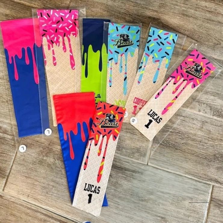 Custom Paint Drip ARM Sleeves for Kids and Adults, Personalized Arm Sleeves with Name, Number or Logo for Sports Teams, Paint Drip Sleeves