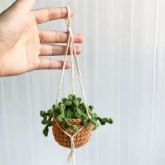 Blooming Car Hanging Basket - Hand Crochet Macrame Rearview Mirror Charm, Boho Floral Car Accessory