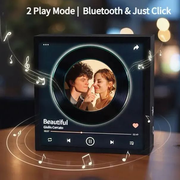 Custom Music Fridge Magnet with Night Light Mode That Plays Music Without Phone with Brightness Adjustment & Bluetooth Speaker Function Music Gift for Couples