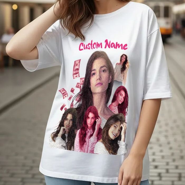 Custom Photo Shadow Shady Vintage Tee for Her Personalized Photo T-shirt Gift for Valentine's Day - MyFaceTshirt