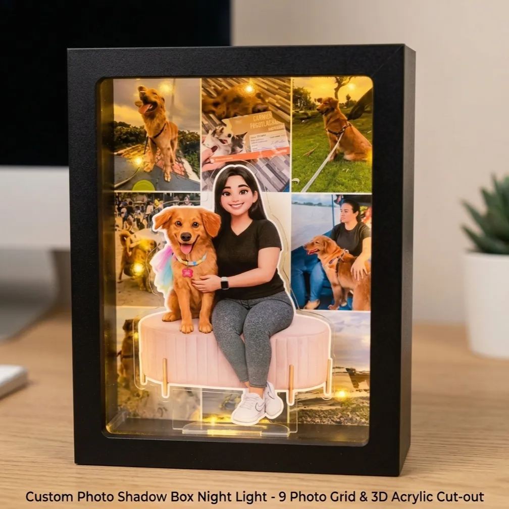 Personalized Photo Light Box | Custom LED Memory Frame Personalized Dog Gift for Pet Lovers