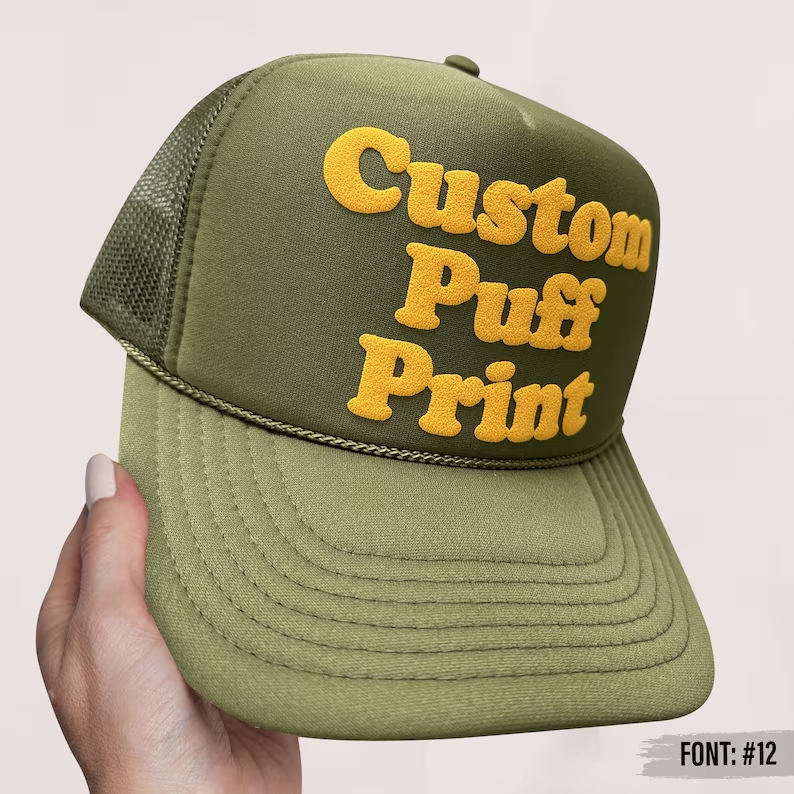 Custom Puff Print Trucker Text Hat Personalized Foam Trucker Puff Caps for Adult