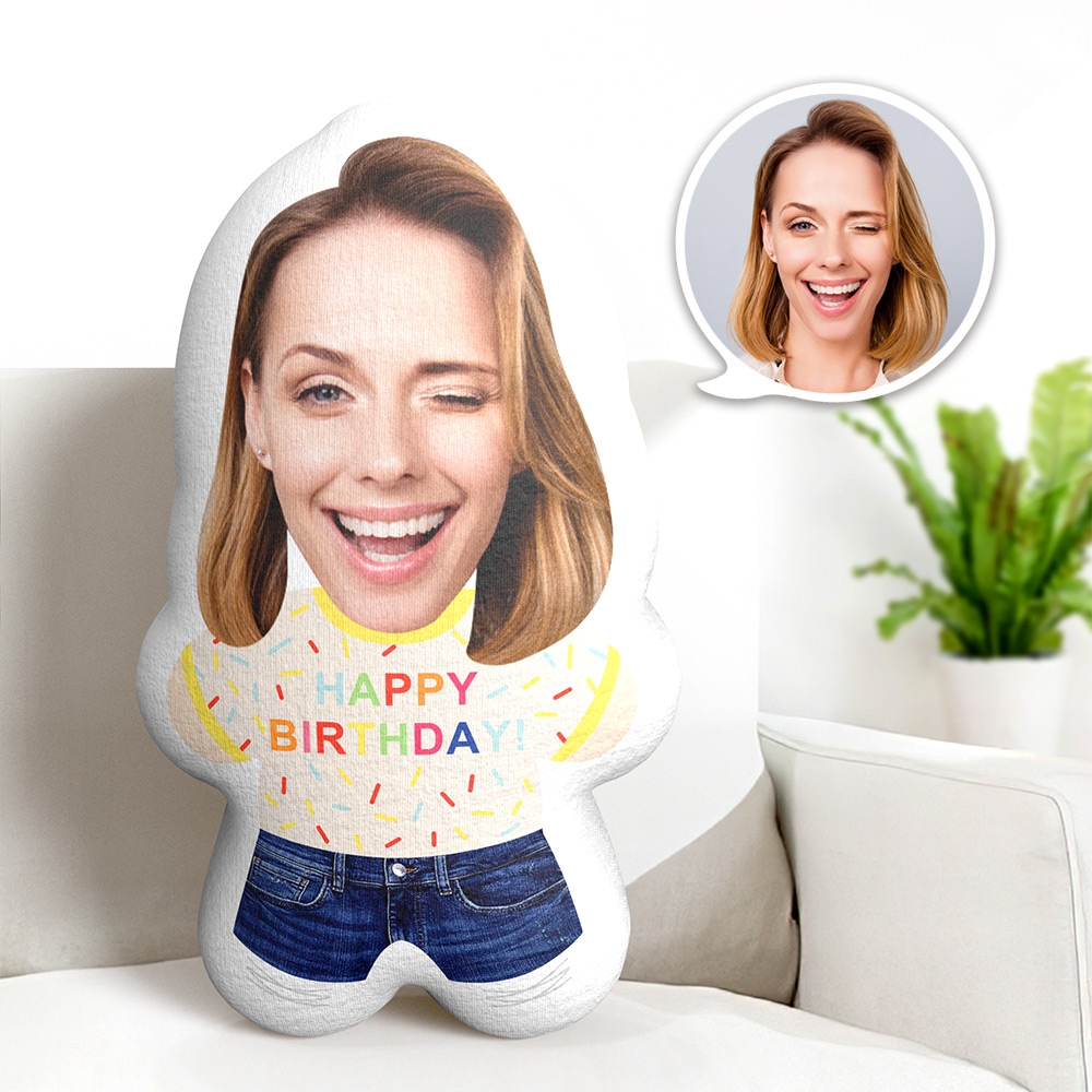 Custom Photo Pillow Happy Birthday Personalized Face Pillow Gift for Birthday