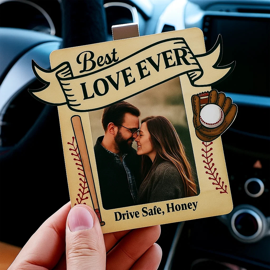 Personalized Photo Wooden Car Visor Clip Drive Safe Daddy Love From Biggest Fans