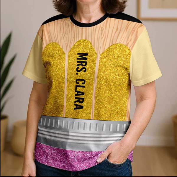 Pencil Personalized Group Matching Shirt, Halloween Costume For Teachers