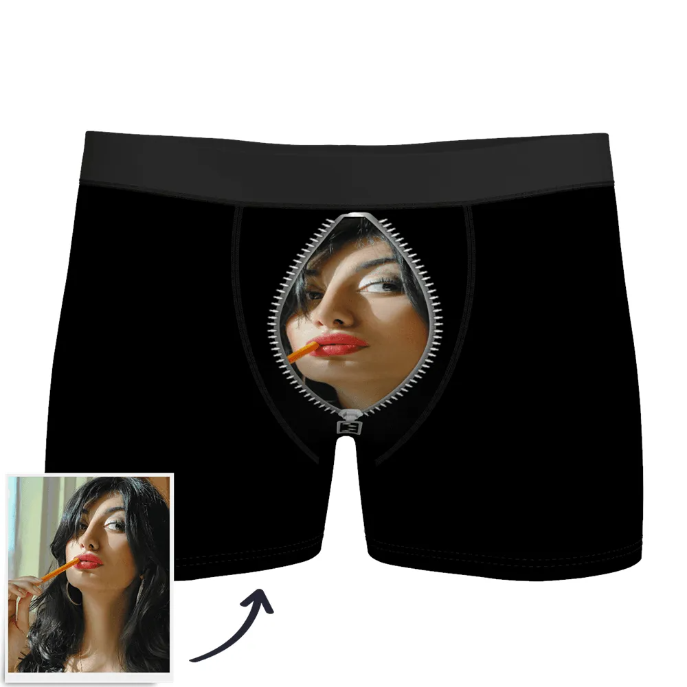 Men's Custom Zipper Face Boxer Brief Shorts
