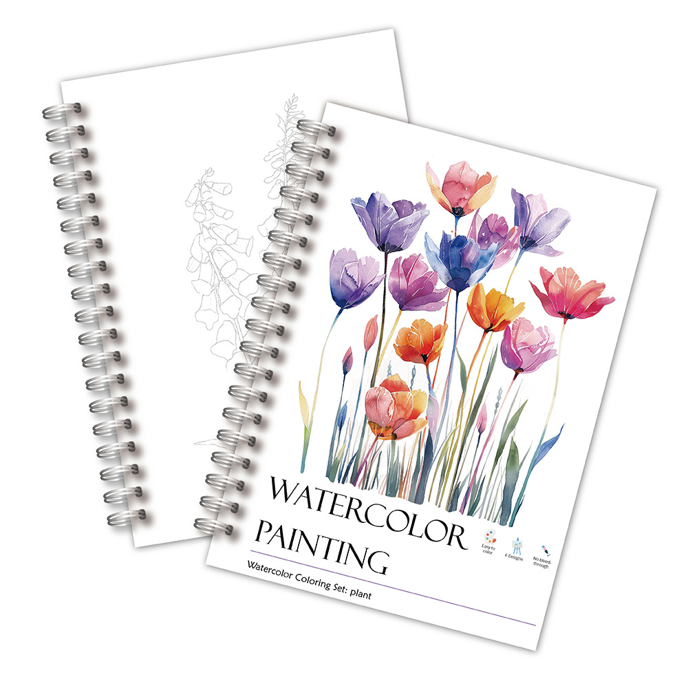 Watercolor Coloring Notebook for Beginners Spiral Watercolor Sketchbook for Kids & Adults