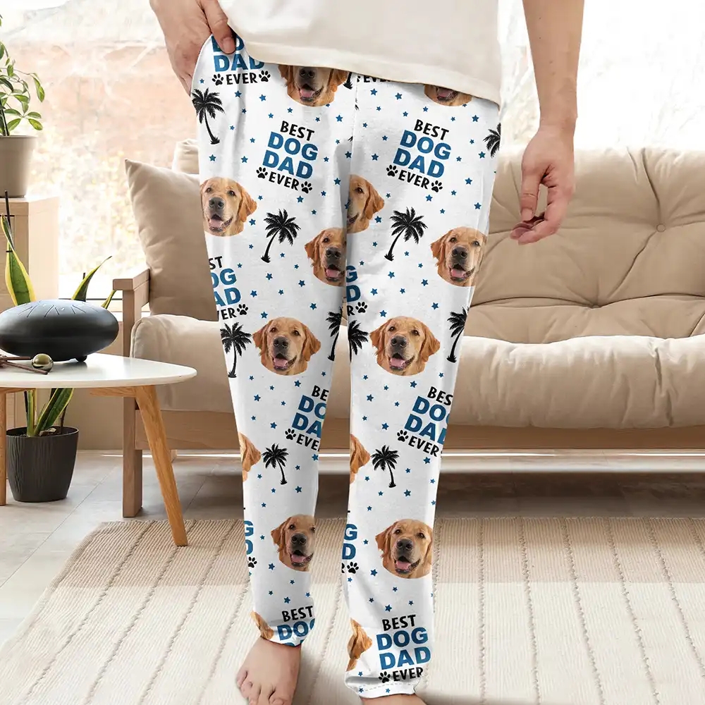 Custom Photo Best Dog Cat Dad Mom Ever - Personalized Pajama Pants