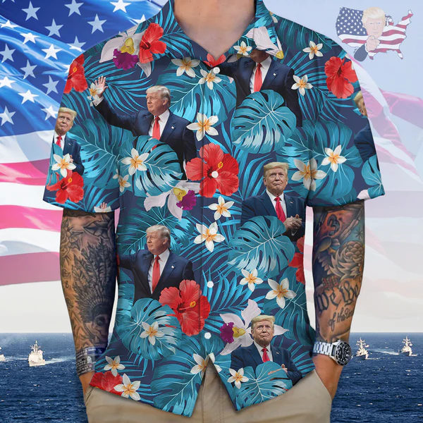 Custom Donald Trump Photo Tropical Style Hawaii Shirt