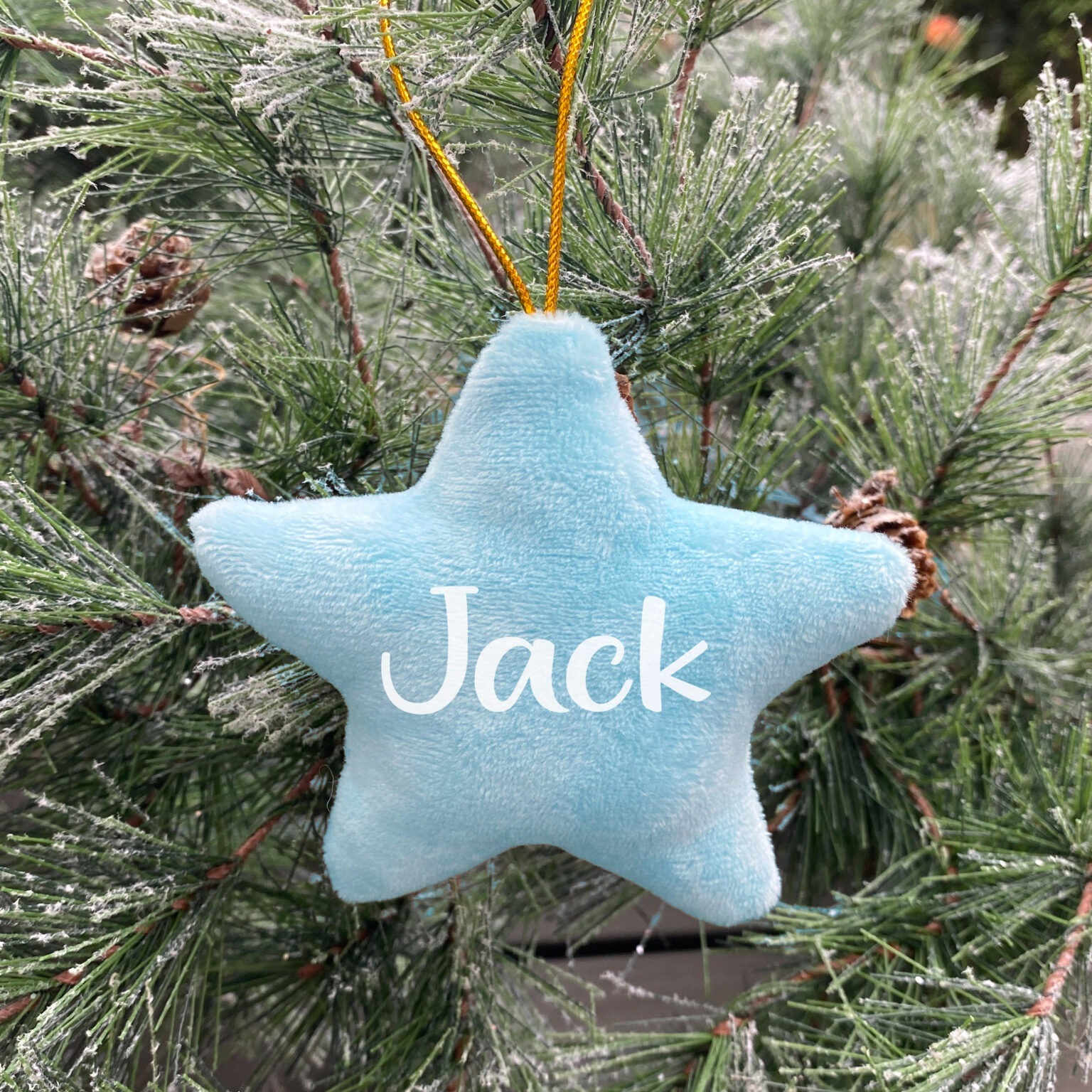 Blue Star Name Personalised Hanging Christmas Decoration - MyFaceTshirt