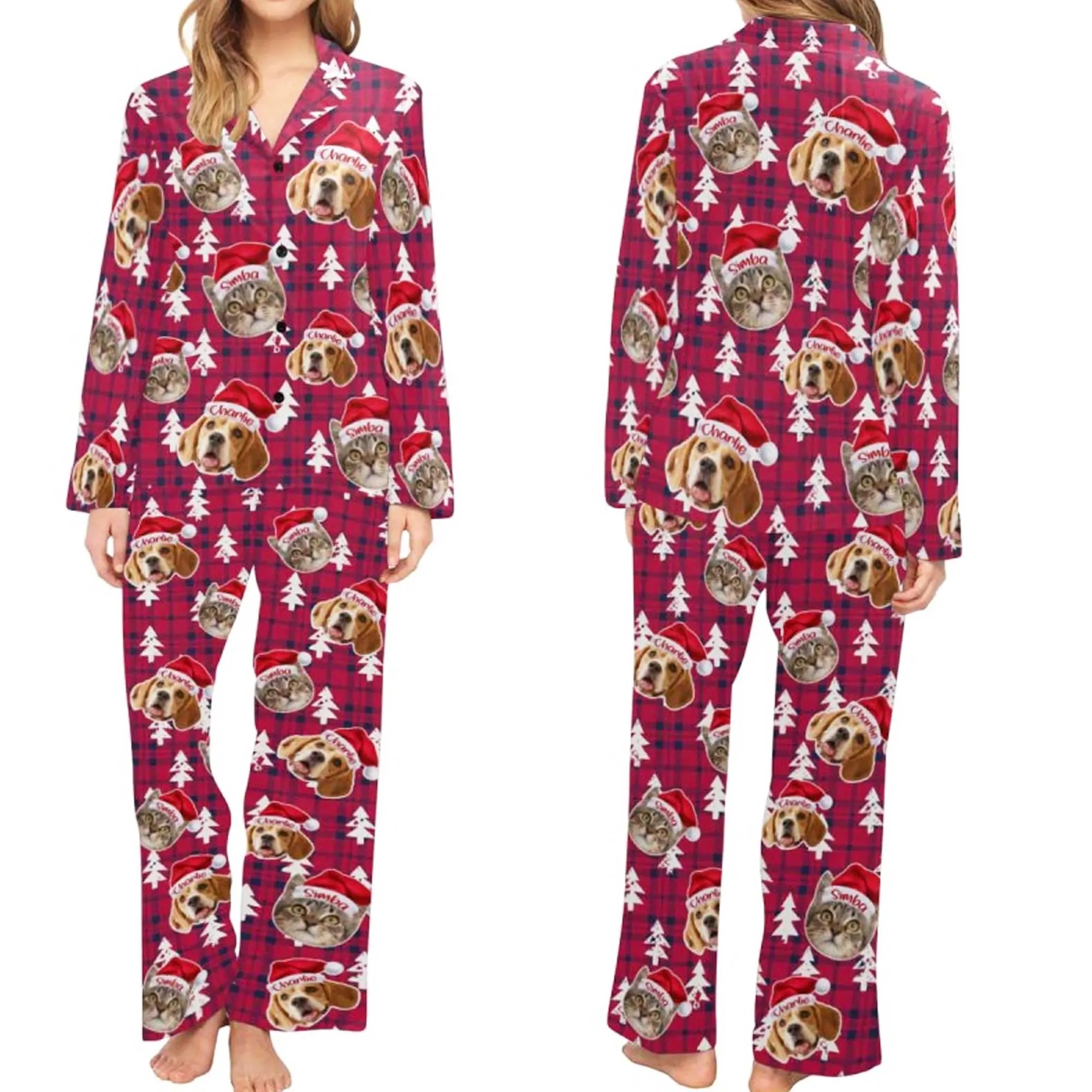 Custom Pet Face Christmas Pajamas: Matching Dog & Owner Pajamas - MyFaceTshirt