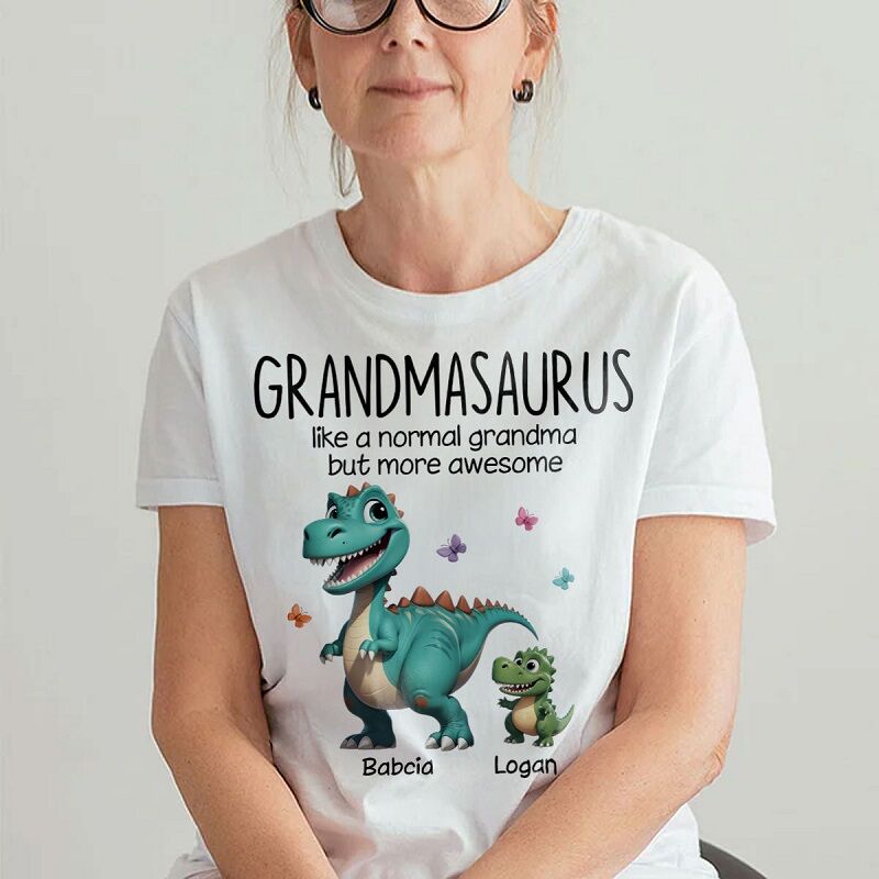 Personalized T-shirt Mama Grandma and Kids Dinosaurs Pattern Design Creative Gift for Mother's Day   Personalized T-shirt Mama Grandma and Kids Dinosaurs Pattern Design Creative Gift for Mother's Day   Personalized T-shirt Mama Grandma and Kids Dinosau