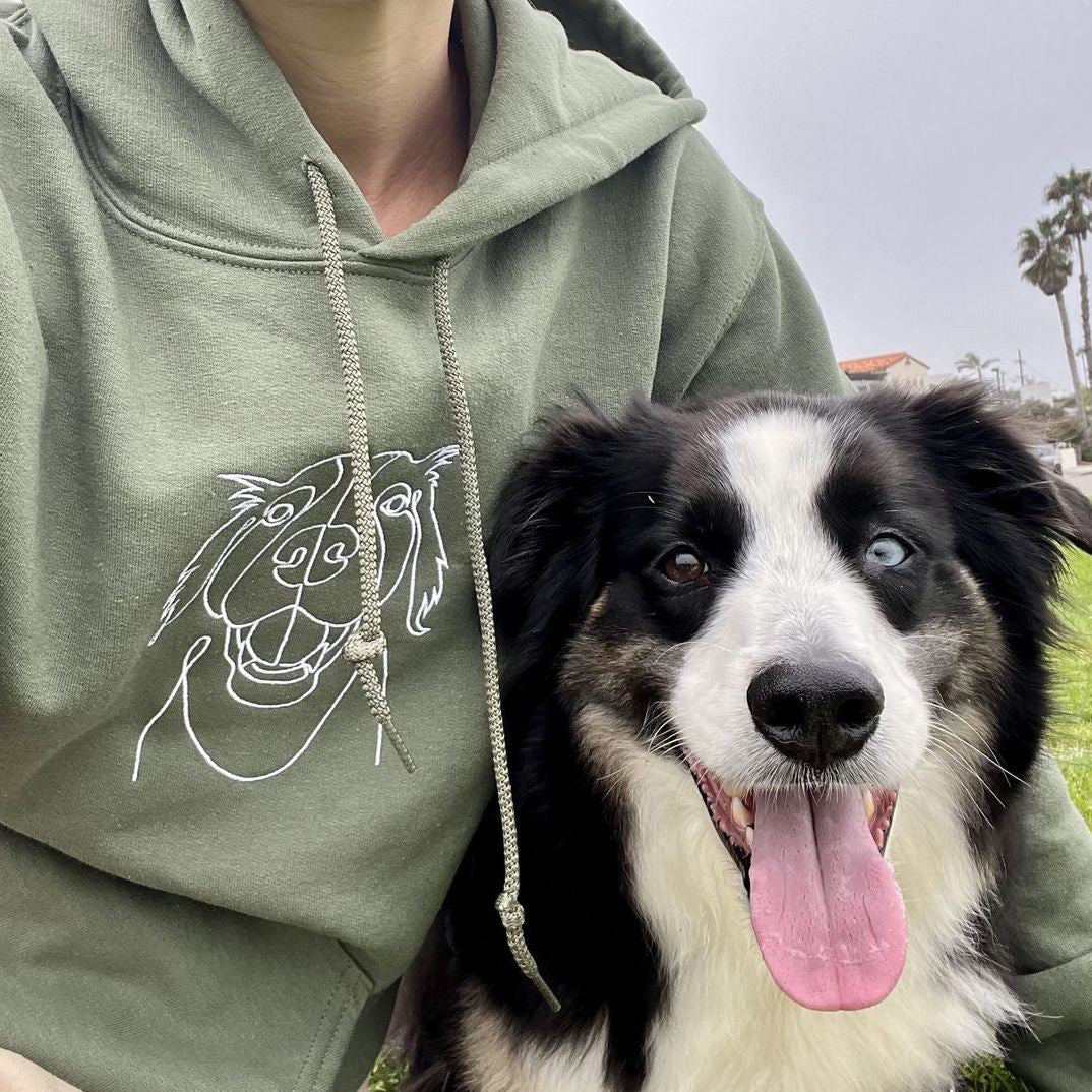 Custom Embroidered Hoodie Pet Portrait Line