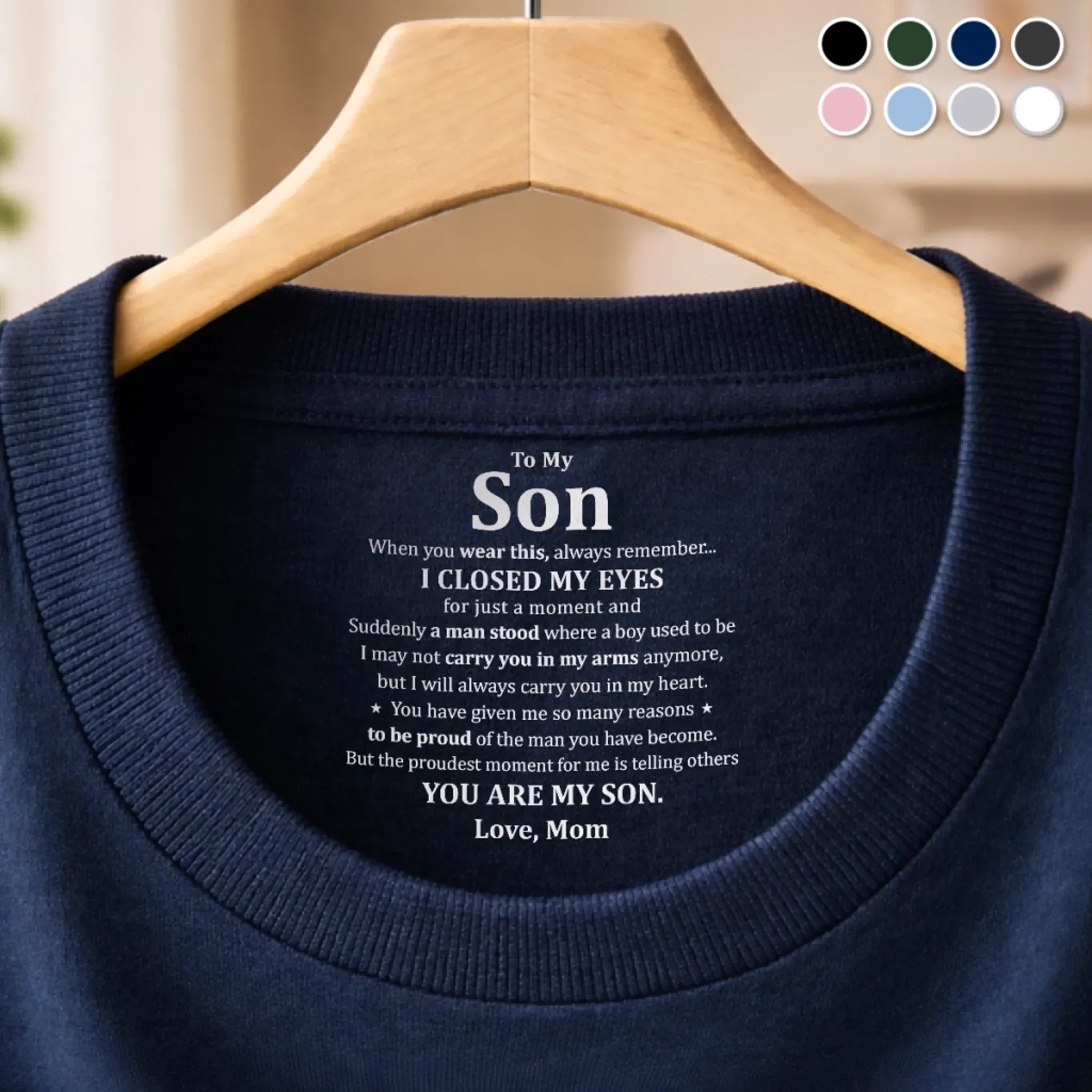 Custom Inside Neck Print T-Shirt - Personalized Birthday Gifts For Mom, Son - Crafted With Love