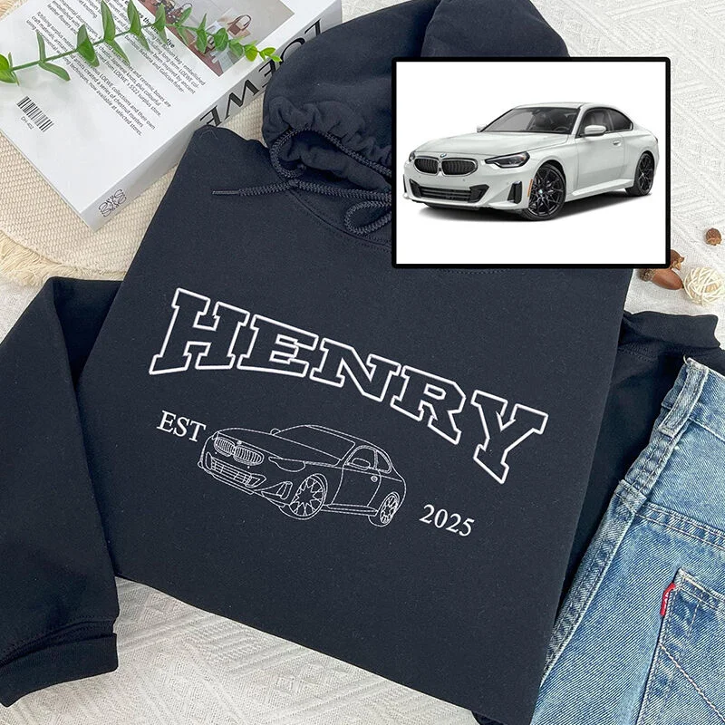 Custom Embroidered Car Personalized Hoodie for Men Perfect Birthday & Valentine's Day gift for Car Lovers!