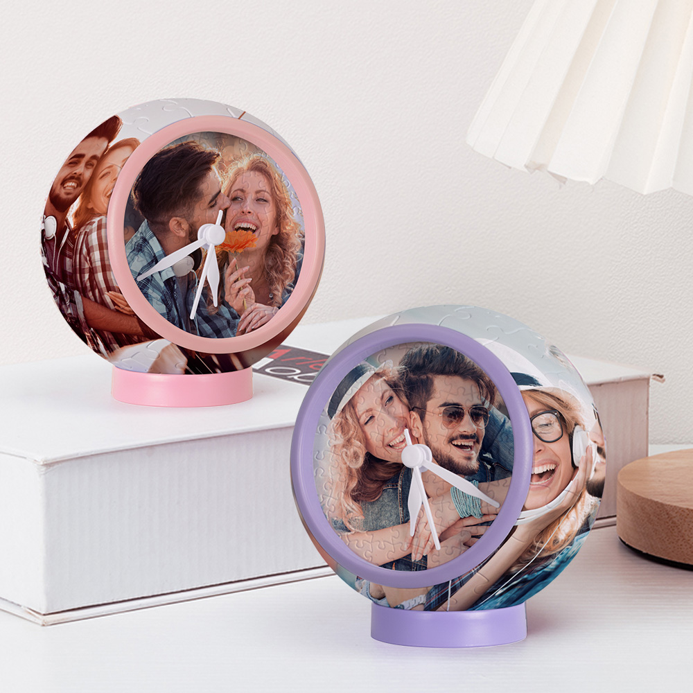 Custom Photo 3D Clock Jigsaw Puzzle Silent Desktop Electronic Table Clock School Creative Companion Gift