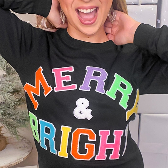 Merry and Bright Soft Chenille Sweatshirt – Cozy Up in Holiday Style! 