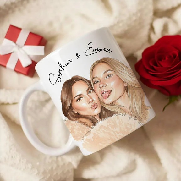 Water Color Mug Besties Sister Gift