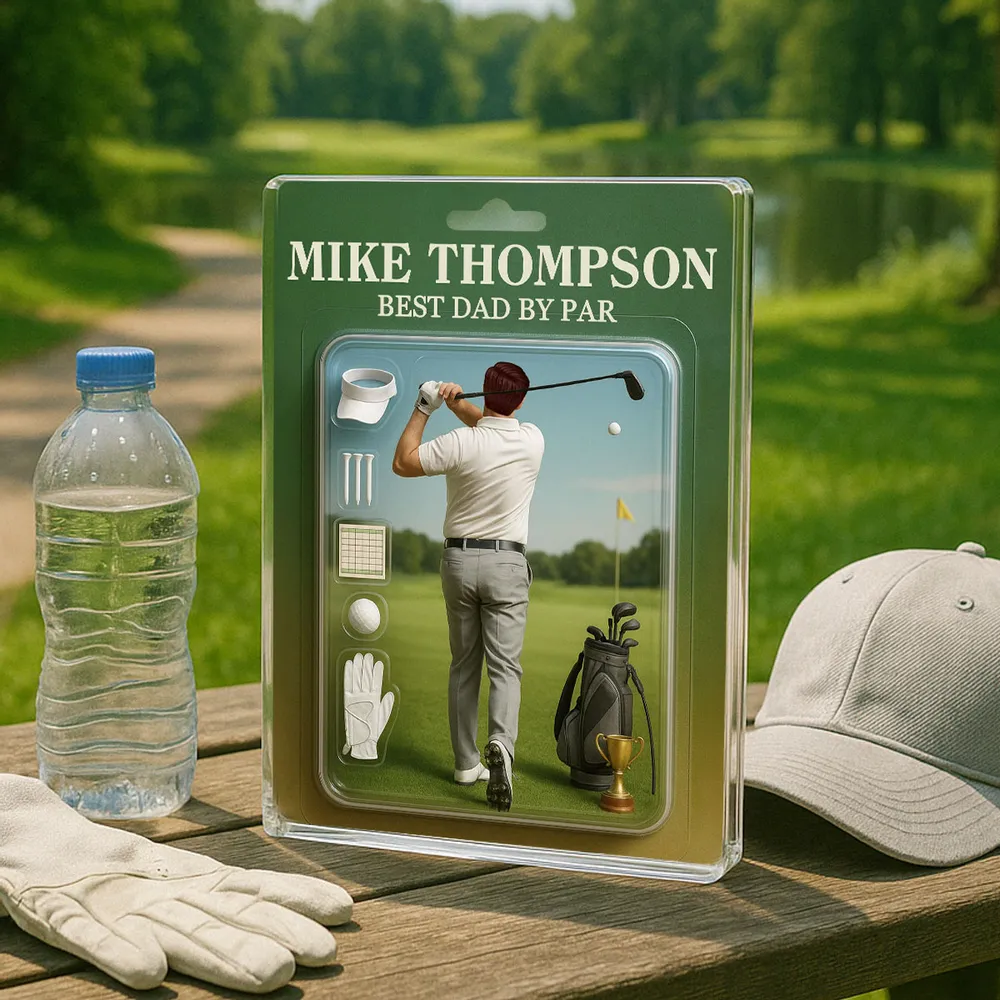 Personalized Acrylic Block Plaque Best Dad and Grandpa, Golf Lover, Realistic Figure Design