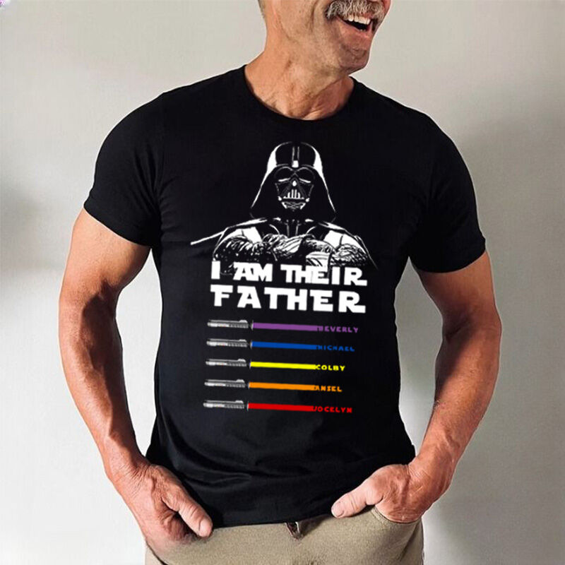 Personalized T-shirt I'm Their Father Lightsaber Pattern Custom Names Design Attractive Gift for Dear Dad
