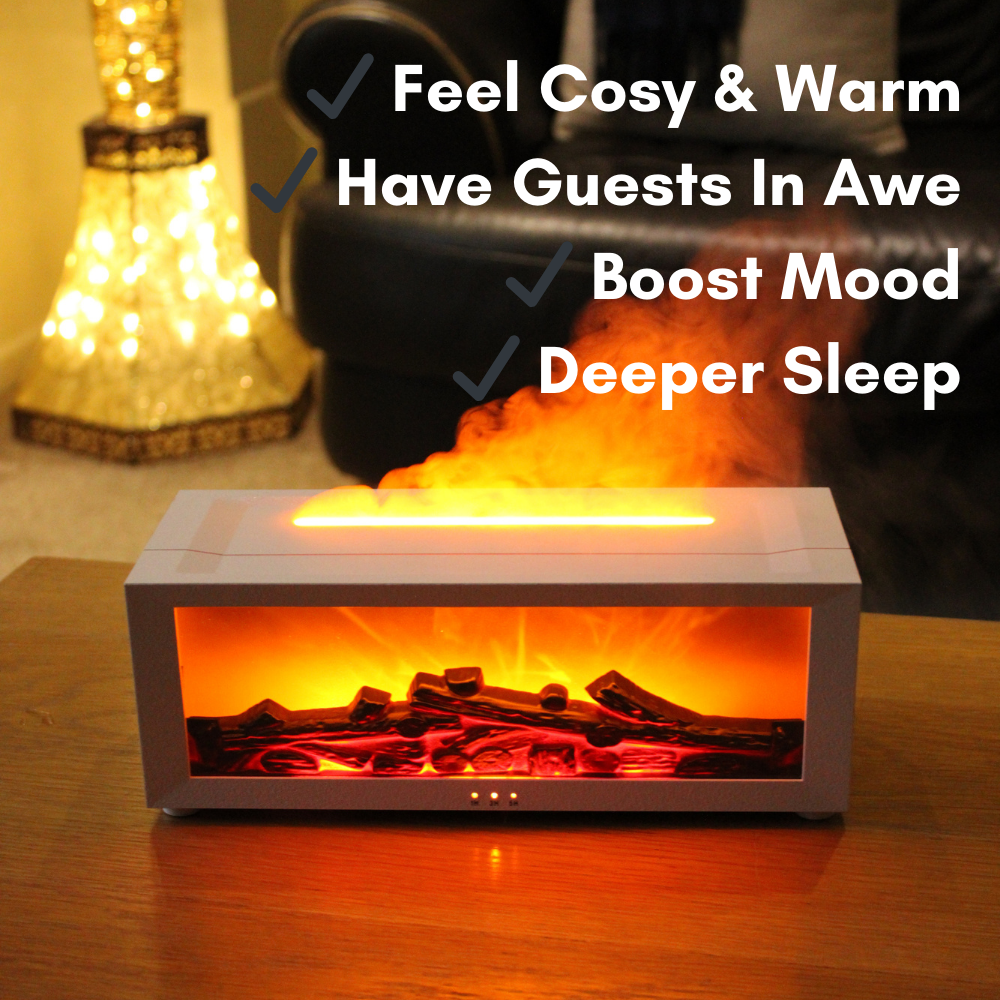 3D Fireplace aroma diffuser Flame Projector Lamp - Smart Aromatherapy Diffuser & Humidifier with Remote Control - MyFaceTshirt