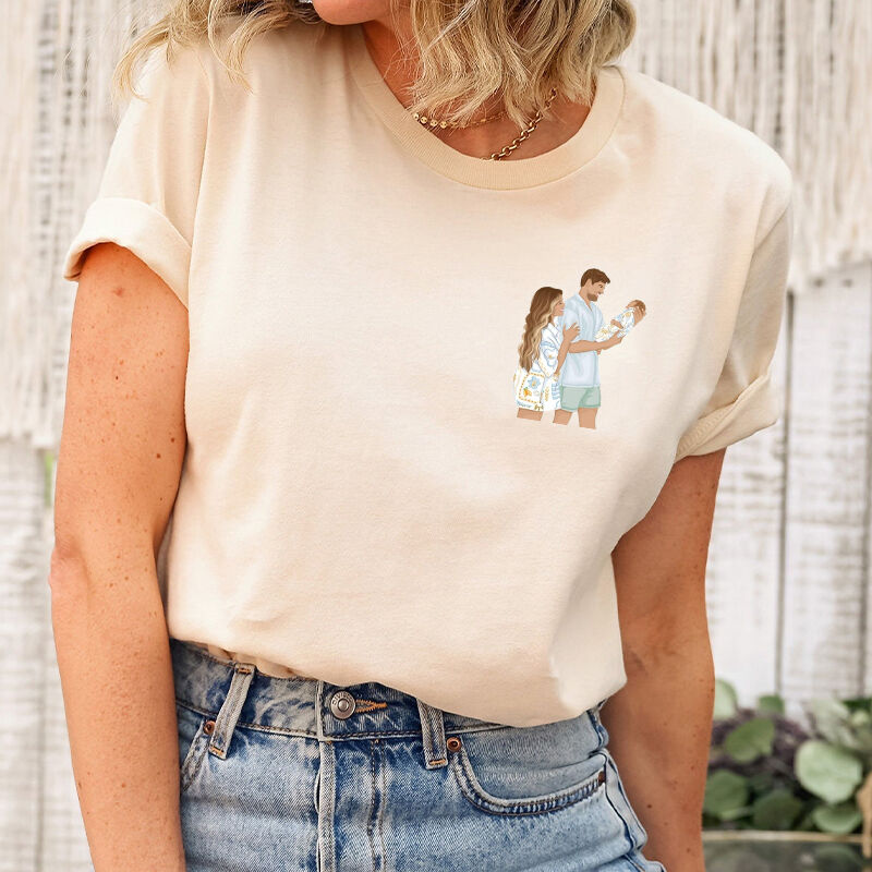 Personalized T-shirt Custom Mom and Kids Loving Photo Cartoon Style Design Perfect Mother's Day Gift