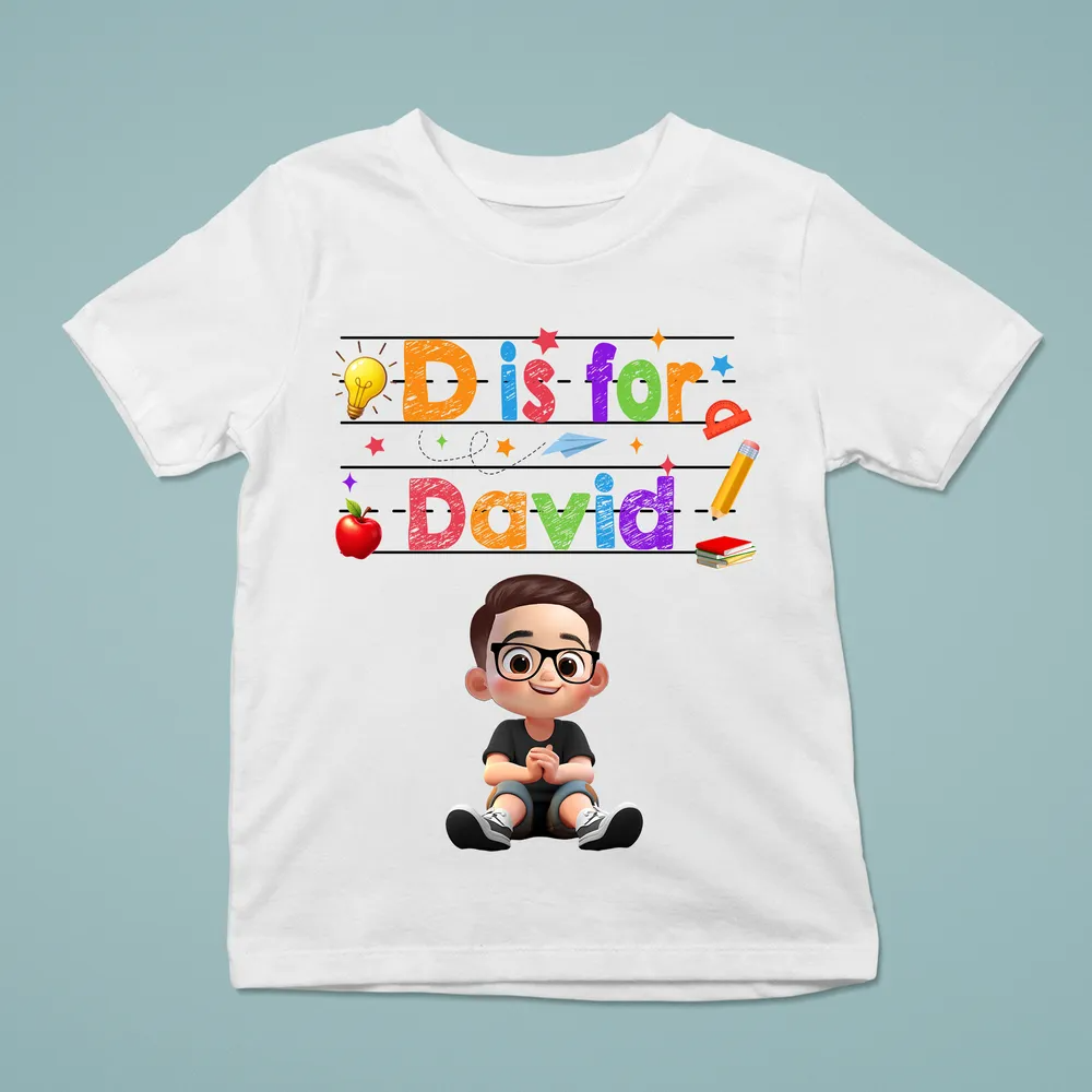 Custom Name Back To School Kids Shirt, Personalized Alphabet Kids Shirt