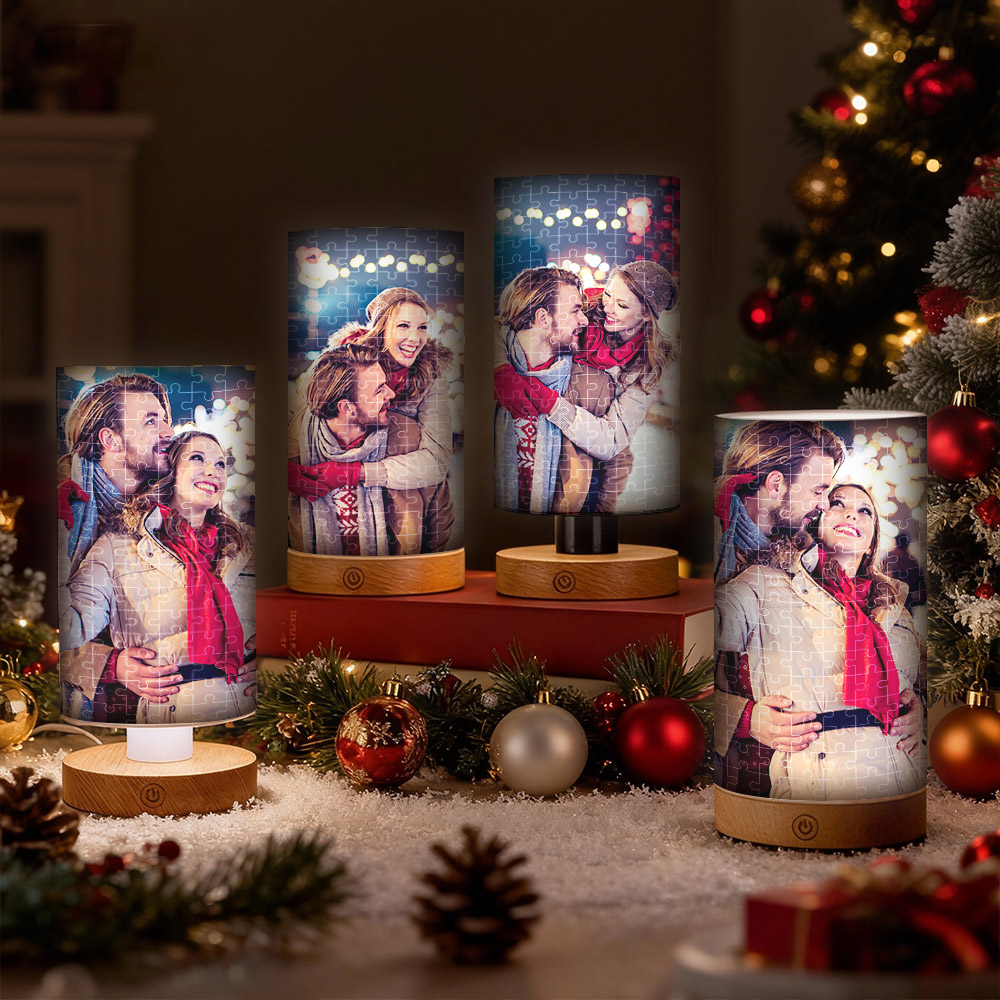 Custom 3D Puzzle Lamp 160 Pieces | Personalized Waterproof Cylinder Night Light | Handmade Bedroom Decor Gift for Home & Couples