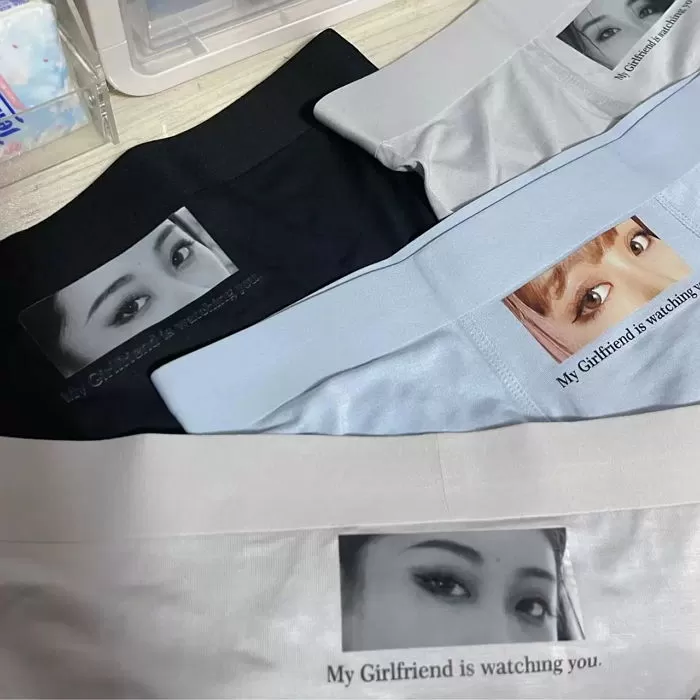 Custom Photo Men's Boxer Briefs My Girlfriend is watching you to Prevent Cheating Underwear