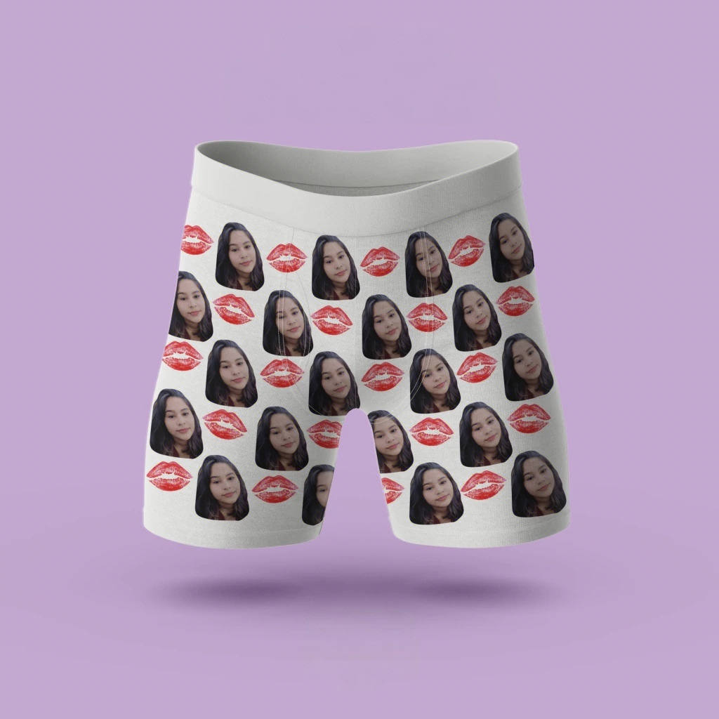 Custom Love Boxers Personalized Kiss Heart Boxers Gift For Him