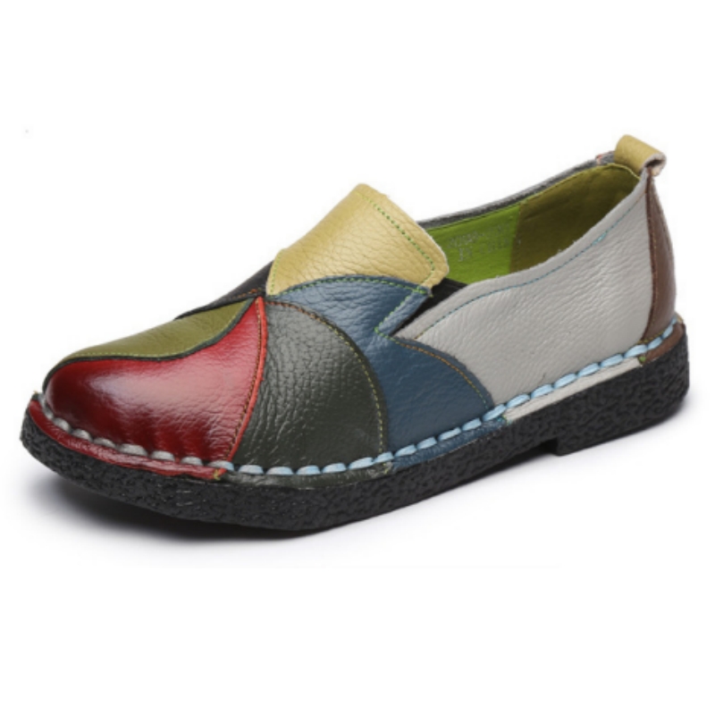 Top layer cowhide -Premium Colorblock Slip-On Work Loafers