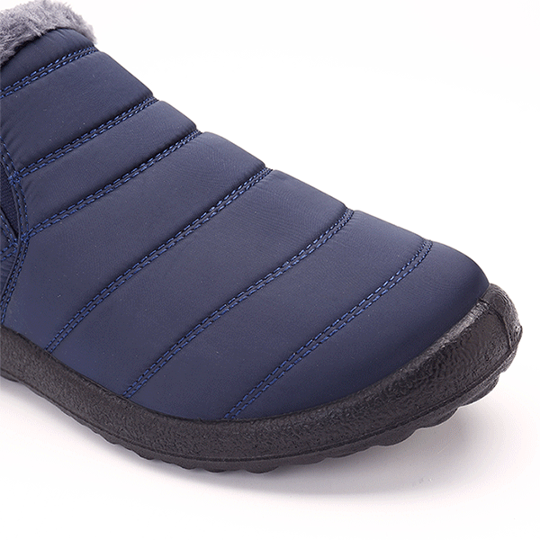 Men Waterproof Warm Fur Lining Letter Slip On Ankle Boots-burnzay