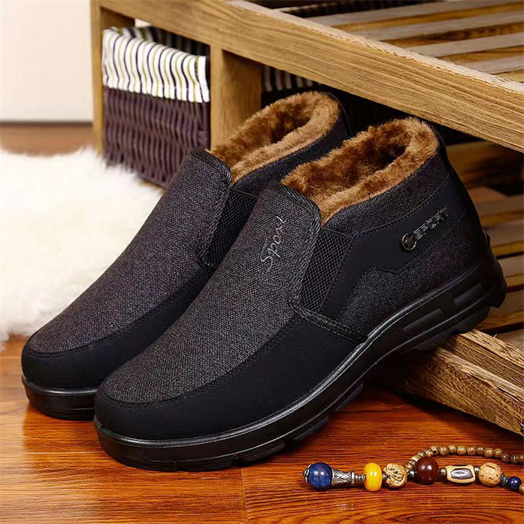 Men's Waterproof Plush Lined Genuine Leather Orthopedic Snow Boot Casual Shoes