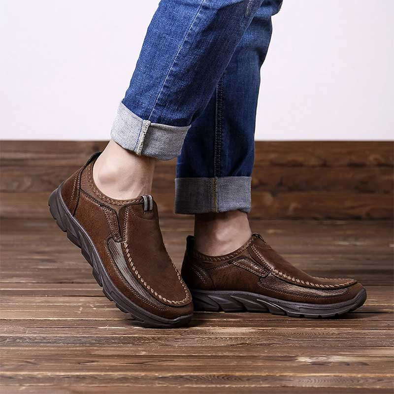 Men Casual Comfy Leather Slip On Loafers