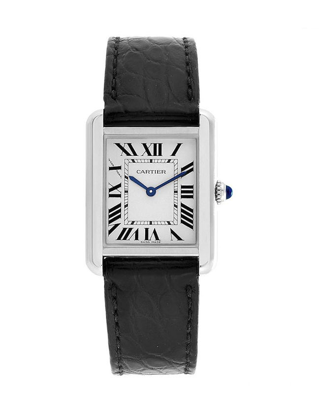 Cartier Tank Solo Steel Black Strap Ladies Watch W5200005 Papers