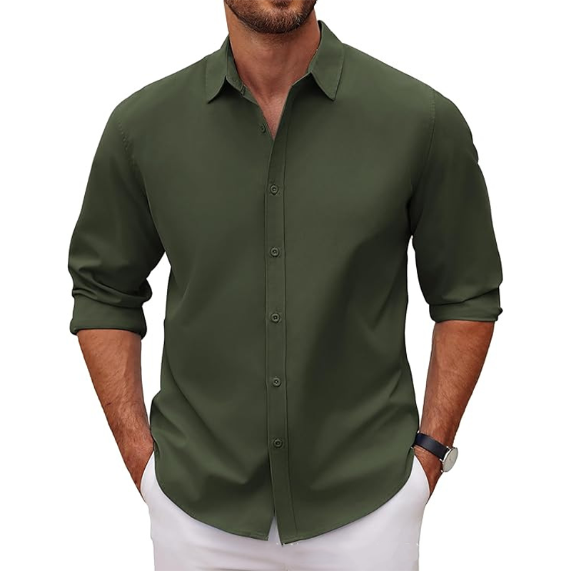Men's Long Sleeve Anti-Wrinkle Button Down Casual Fall Shirt
