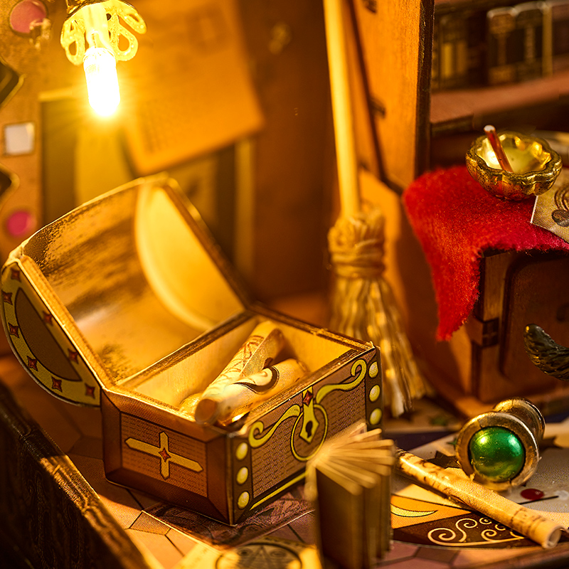 Mini Doll House K-077 Morming Dew Magic Glaze Wooden Miniature Doll House With Led Light & Dust Cover