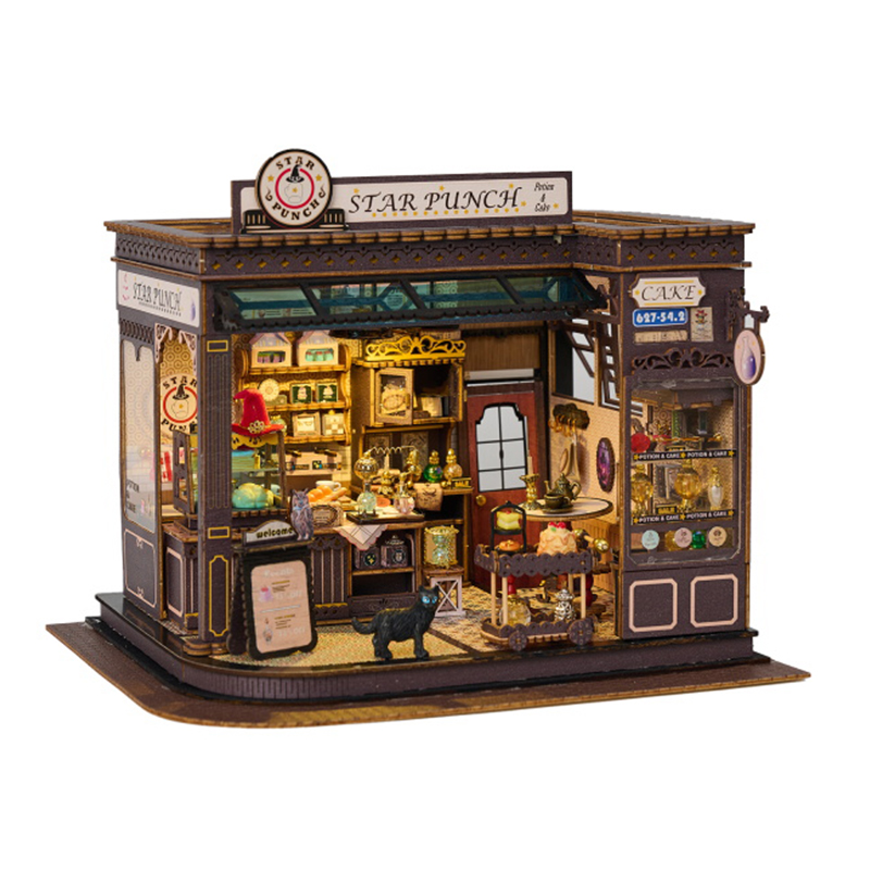 Miniature Doll House K-1083 Magic Cafe Shop 3D Wooden Puzzle