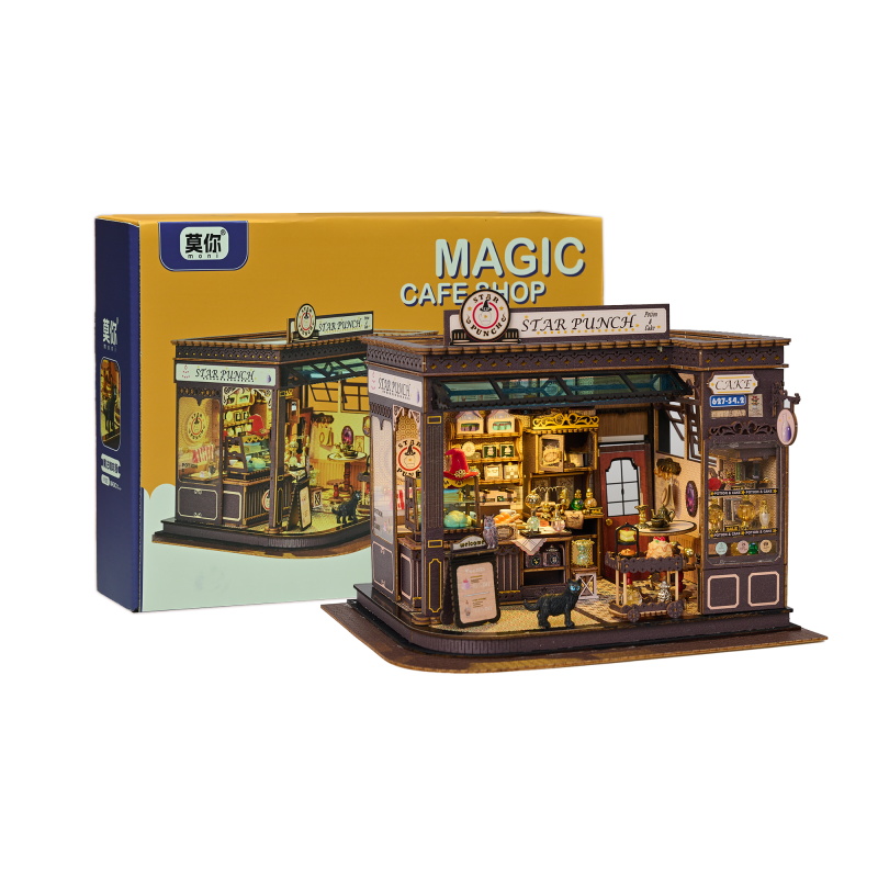 Miniature Doll House K-1083 Magic Cafe Shop 3D Wooden Puzzle